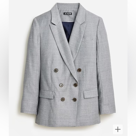 J. Crew (NWT) Collection relaxed double-breasted blazer in wool gray size 0 - Picture 3 of 12